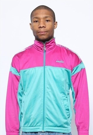 VINTAGE DIADORA TRACK JACKET BLUE PINK