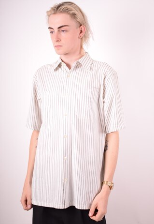 CARHARTT MENS VINTAGE SHIRT LARGE WHITE STRIPES 90S