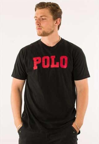 VINTAGE BLACK POLO RALPH LAUREN T-SHIRT TEE
