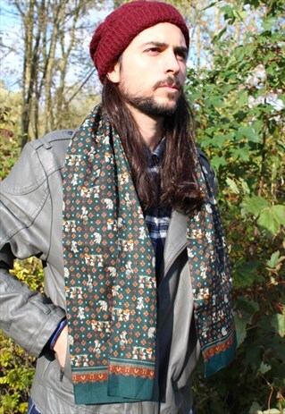 VINTAGE 70S MOD PAISLEY SCARF SAMMY INDIE ROCK PREPPIE BEAR