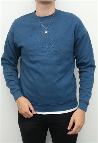 LEE - BLUE EMBROIDERED CREWNECK SWEATSHIRT - MEDIUM