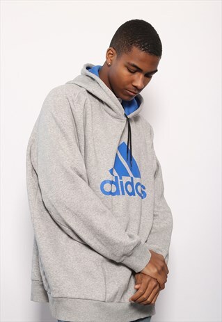 VINTAGE ADIDAS LOGO HOODIE GREY