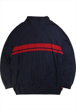 Vintage 90's Izod Sweatshirt Quarter Zip Striped Navy