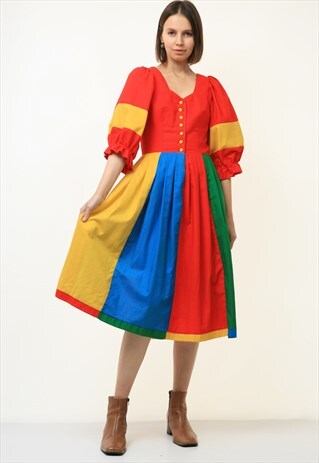 70S VINTAGE DRESS, DIRNDL DRESS, BAVARIAN DRESS 4593