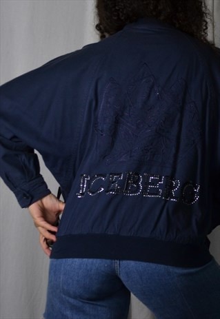 ICEBERG BOMBER JACKET RHINESTONE SPELL OUT UNISEX