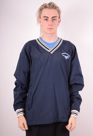 CHAMPION MENS VINTAGE PULLOVER TRACKSUIT TOP LARGE NAVY 90S