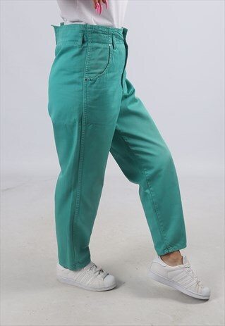 VINTAGE HIGH WAISTED TROUSERS TAPERED LEG UK 16 XL (C3G)