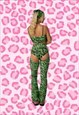 TOKOFOXX SEQUIN FESTIVAL CHAPS NEON GREEN TIGER PRINT