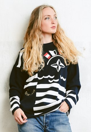 VINTAGE 80S NAUTICAL KNIT JUMPER