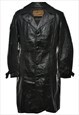 Vintage Long Black Leather Jacket - L