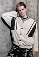 FLEECE VARSITY JACKET THIN AMERICAN BASEBALL BOMBER IN CREAM