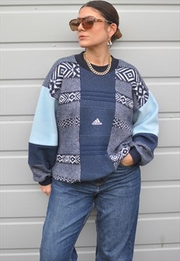 90's vintage adidas reworked Christmas metallic knit jumper