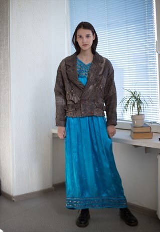 VINTAGE 80'S BROWN CROPPED SOFT LEATHER JACKET