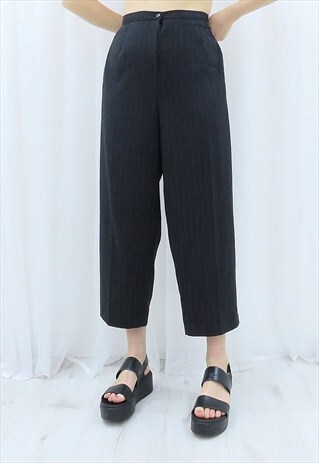 90S VINTAGE BLACK HIGH WAISTED TROUSERS