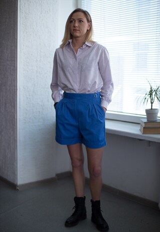 VINTAGE 90'S BLUE HIGH WAIST CLASSIC SHORTS