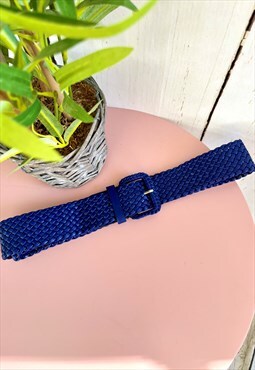 Vintage Thick Blue Plait 90's Belt