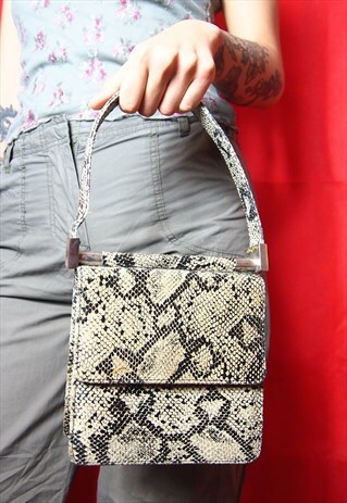 FAUX SNAKE SKIN MINI HAND BAG