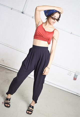 VINTAGE 80S HIGHWAISTED PARIS CHIC TROUSERS IN PURPLE