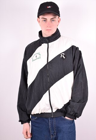 STARTER MENS VINTAGE TRACKSUIT TOP JACKET LARGE BLACK 90'S