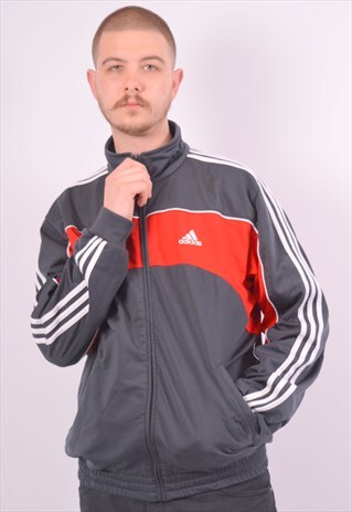VINTAGE ADIDAS TRACKSUIT TOP JACKET GREY