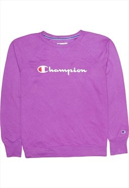 Vintage 90's Champion Sweatshirt Spellout Crew Neck Purple