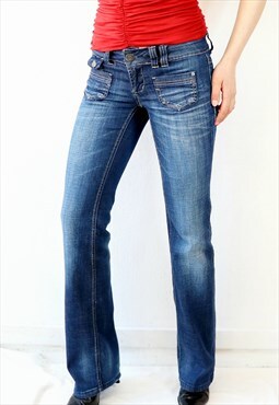 Y2k Low Rise Jeans Vintage Bootcut Jeans Dark Blue