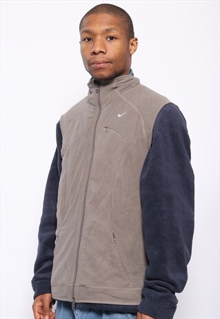VINTAGE NIKE LOGO GILET FLEECE BEIGE