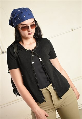 Y2K RETRO SEQUINED SHIMMER KNITTED TOP BLOUSE