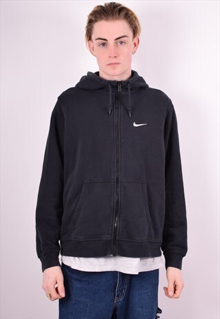 NIKE MENS VINTAGE HOODIE JACKET LARGE BLACK 90'S