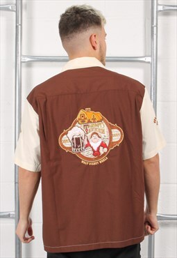 Vintage Disney Shirt in Brown Short Sleeve Casual Top Medium