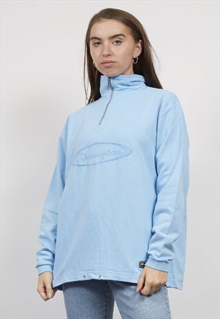VINTAGE 90'S CHAMPION BLUE QUARTER ZIP SWEATSHIRT