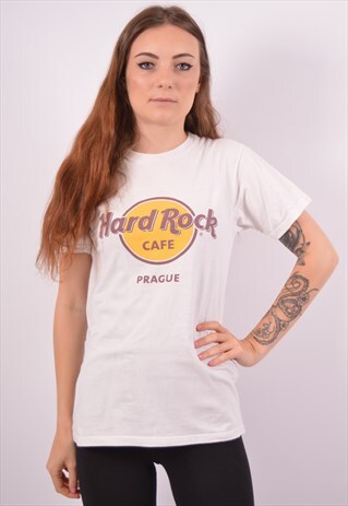 VINTAGE HARD ROCK CAFE PRAGUE T-SHIRT TOP WHITE