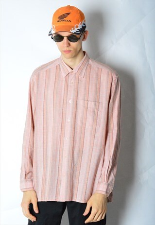 VINTAGE 60S RUSTIC PINK STRIPED SHIRT