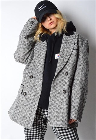 VINTAGE 80S GREY CHECK BLAZER