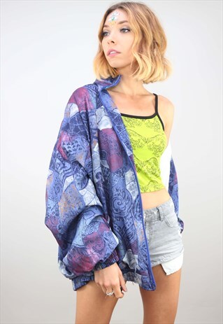 VINTAGE 80S 90S OVERSIZED FESTIVAL SHELL WINDBREAKER JACKET