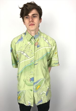 90S VINTAGE KALB LIGNE SILK PATTERN FESTIVAL SHIRT