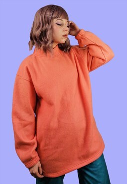 Vintage Soft Fleece Thermal Sweatshirt in Coral Pink