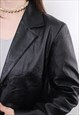 90S LEATHER TRENCH, VINTAGE WOMAN MINIMALIST BLACK TRENCH 