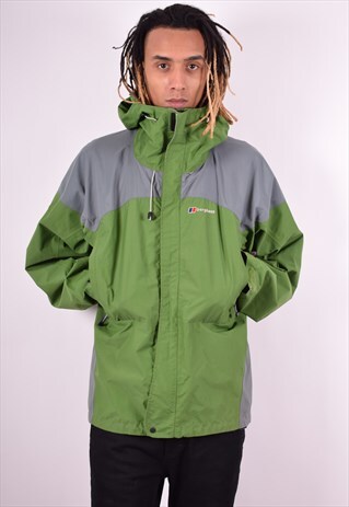 BERGHAUS MENS VINTAGE RAINCOAT JACKET XL GREEN 90'S