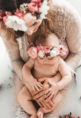 HANDMADE MATCHING MOTHER & BABY BRIDAL FLOWER CROWNS