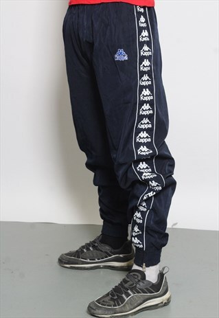 VINTAGE KAPPA TAPE LOGO TRACK PANTS BLUE