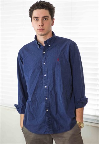 VINTAGE POLO RALPH LAUREN SHIRT LOGO 90S L 8.5