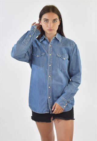 VINTAGE 90S BLUE TOMMY HILFIGER DENIM SHIRT