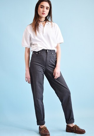 90'S RETRO CLASSY OVERSIZED STRIPED HIGHWAISTED TROUSERS