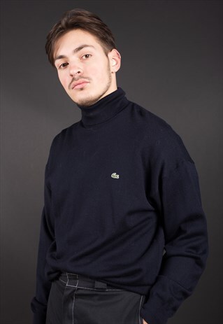 D. BLUE KNIT TURTLE NECK LACOSTE JUMPER