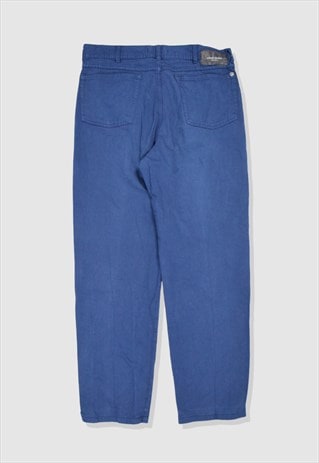 VINTAGE 90S STONE ISLAND MARINA TROUSERS IN NAVY BLUE