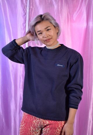 VINTAGE ELLESSE NAVY EMBROIDERED SWEATSHIRT