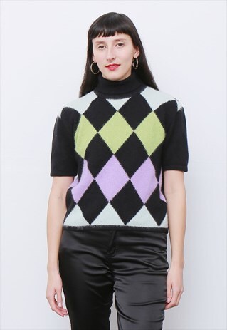 RARE 80'S VINTAGE EMPORIO ARMANI ARGYLE WOOL JUMPER