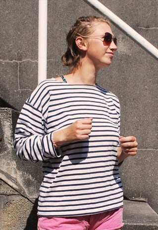 VINTAGE BLUE STRIPED BRETON TOP