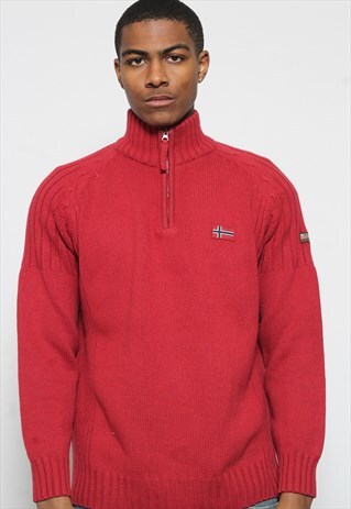 VINTAGE NAPAPIJRI 1/4 ZIP JUMPER RED